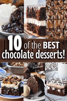 chocolate desserts with text overlay that reads 10 of the best chocolate desserts