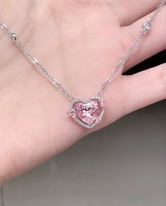 Pink Heart Necklace, Sterling Silver Heart Pendant, Sterling Necklaces, Necklace Craft, Foto Ideas Instagram