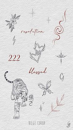 an image of some drawings on paper with the words, 22 march and two tigers