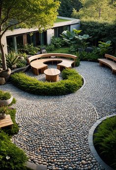 19 Unique Concrete Patio Ideas You Must See (New) Front Yard Landscaping With Porch Concrete Patios, Kidney Shaped Patio Ideas, Unique Concrete Patio Ideas, Cement Patio Decorating Ideas, Deck Corner Ideas, Courtyard Patio Design, Circular Patio Ideas, Round Patio Ideas, Modern Hardscape