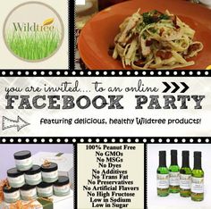 an advertisement for a facebook party with various products