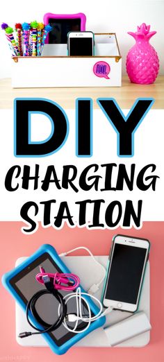 the diy charging station is organized and ready to be used