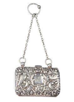 Sterling 1904 ultra fancy high relief purse Luxury Victorian Silver Bags, Antique Engraved Rectangular Bags, Antique Engraved Rectangular Bag, Antique Rectangular Engraved Bags, Engraved Rectangular Evening Bag, Formal Silver Engraved Bags, Formal Rectangular Engraved Bag, Formal Engraved Rectangular Bag, Engraved Rectangular Formal Bag