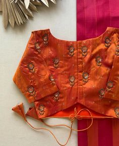 #blouse #blousebackdesign #blouseideas #trending Back Open Maggam Work Blouse Designs, Orange Blouse Designs, Design Of Blouse, Normal Blouse, Brocade Blouse Designs, 50 Blouse Designs, Cutwork Blouse, Boat Neck Blouse Design, Maggam Work Blouse