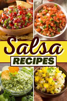 salsa recipe collage with the title salsa recipes