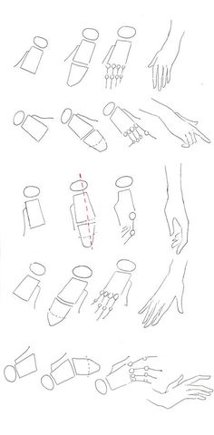 a drawing of hands and other objects