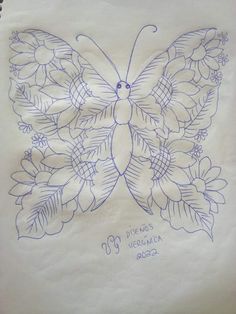 a drawing of a butterfly sitting on top of a piece of paper with writing underneath it