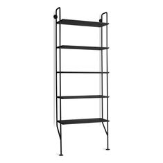 a black shelf with four shelves on it