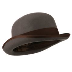 Men's Felt Bowler HatMade of 100% wool.Available sizes with elastic tie inside crown: M (57 cm), L (59 cm) and XL (61 cm).Inner satin hatband.Adult/Male.Crown measures 4 1/2 centimeters deep.Brim measures 2 inches long.Dry clean.Imported. Solid in color, bowler hat with attached different colored grosgrain hat band for gentlemen.Crown features oval round shaped top.Brim is accented with a ribbon trim and upturned all around.Our dressy style derby hat is great for any type of outdoor events, walk Adjustable Brimmed Wool Cloche Hat, Adjustable Wool Brimmed Cloche Hat, Adjustable Brimmed Wool Hat, Adjustable Wool Brimmed Hat, Adjustable Wool Cloche Hat With Flat Brim, Fitted Six-panel Winter Hat, Fitted Winter Six-panel Hats, Classic Wool Hat, Formal Fitted Six-panel Hat