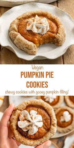 vegan pumpkin pie cookies with gooey pumpkin filling are the perfect treat for fall