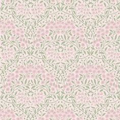 a pink and green floral wallpaper pattern