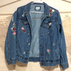 This Jacket Has Barely Been Worn. Pretty Much Brand New! It Has Gorgeous Embroidery On It. I Don’t Love The Feeling Of Denim So I Rarely Wear It. It Deserves A Better Home! Denim Outerwear With Multicolor Embroidery Long Sleeve, Denim Outerwear With Multicolor Embroidery And Long Sleeve, Trendy Denim Jacket With Floral Embroidery For Fall, Long Sleeve Denim Jacket With Floral Embroidery For Fall, Trendy Floral Embroidery Denim Jacket For Fall, Trendy Floral Embroidered Denim Jacket For Spring, Floral Embroidered Long Sleeve Denim Jacket For Fall, Floral Embroidery Long Sleeve Denim Jacket For Fall, Casual Embroidered Denim Outerwear