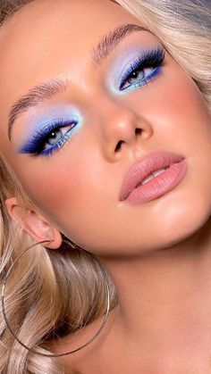 Blue Eyeshadow, Bright Blue, Makeup Looks, Blonde, Purple, Makeup, Blue, Instagram, Make Up