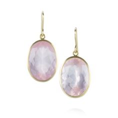 Maria Beaulieu Oval Milky Rose Quartz Earrings | Quadrum Gallery Rose Gold Quartz, Rose Quartz Earrings, Yellow Gold Earrings, Rose Quartz Stone, Yellow Gold Earring, Quartz Earrings, Quartz Stone, Morganite, Pink Yellow