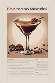 an advertisement for espresso martini with coffee beans