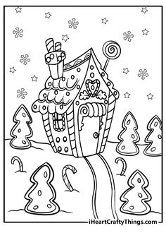 Santa Coloring Pages Free Printable, Gingerbread House Coloring Page, Gingerbread Coloring Pages, Easy Coloring Pages For Kids, Gingerbread Man Coloring Page, Candy Cane Coloring Page, Winter Coloring Pages, Snowman Coloring Pages, Santa Coloring Pages