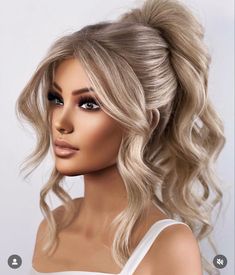 Prom Hair For Halter Top Dress, Brides Hair And Makeup, Vegas Wedding Hair Hairstyles, Veil With Ponytail Bridal Hairstyles, Unique Wedding Hairstyles Brides, High Pony Updo Wedding, Bridal Hairstyles Side Part, Unique Formal Hairstyles, High Pony Bridal Hair