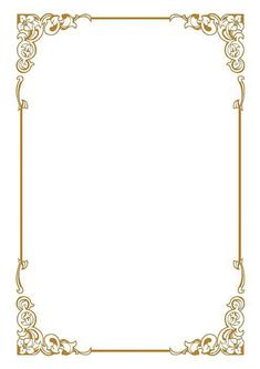 a gold frame with an ornate design on the top and bottom, along with a white background