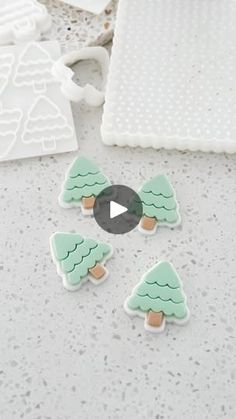 the video is showing how to make christmas trees with fondant and cookie cutters