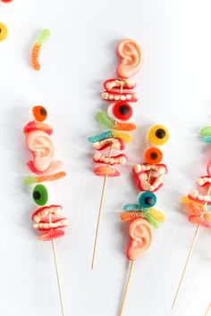 colorful candy lollipops with the letter e on them