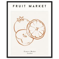 an orange fruit market poster on a white background