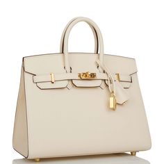 This Sellier Birkin is in Nata epsom leather with gold hardware and has tonal stitching, front flap, two straps with center toggle closure, clochette with lock and two keys, and double rolled handles. The interior is lined with Nata chevre and has one zip pocket with an Hermes engraved zipper pull and an open pocket on the opposite side. Collection: ZOrigin: FranceCondition: Pristine; new or never (Plastic on hardware)Accompanied by: Hermes box, Hermes dustbag, clochette, lock, two keys, clochet Sellier Birkin, Hermes Birkin Sellier, Birkin Sellier, Designers Bags, Hermes Bags, Hermes Birkin