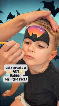 Face Painting | Wollongong | Shellharbour | Greater Illawarra | Why this design is great for little faces 👇 🌟IT'S QUICK 🌟IT'S EASY 🌟IT AVOIDS THE EYELIDS 🌟IT'S VISUALLY EFFECTIVE 🤍Save & Follow for... | Instagram Easy Face Painting Designs Halloween Adults, Kids Halloween Facepainting, Bat Face Painting Kids, Face Paint Bat, Boys Halloween Facepaint, Face Paint Makeup