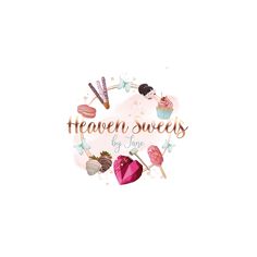 the logo for heaven sweets by jane, featuring cupcakes and other desserts