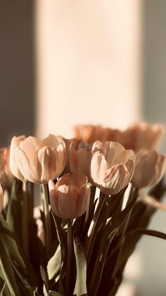 a vase filled with pink flowers on top of a table