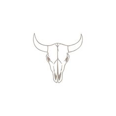 Cow Horn Tattoo, Cow Skull Outline, Buffalo Skull Drawing, Small Bull Tattoos, Steer Head, Bull Tattoos