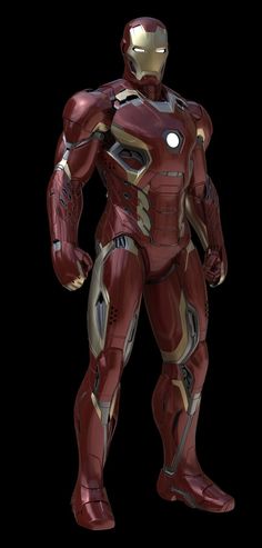 an iron man standing in front of a black background