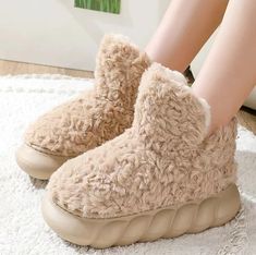 Buy Fuzzy Slipper Boots | Cute Indoor & Outdoor Warm Footwear – Tristar Boutique Winter Slippers With Plush Lining And Round Toe, Cozy Soft Booties With Round Toe, Fluffy Round Toe Winter Slippers, Fluffy Beige Slippers For Winter, Winter Round Toe Booties, Fluffy Beige Winter Slippers, Indoor Winter Booties With Round Toe, Comfortable Winter Booties With Round Toe, Cozy Winter Slippers With Round Toe