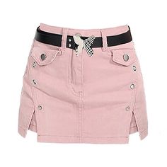 pink denim skort with butterfly belt boogzel clothing Denim Butterfly, Grunge Summer Outfits, Y2k Party Outfit, Butterfly Belt, E Girl Clothes, Rok Mini, 90s Hip Hop Fashion, Denim Skort, Denim Fashion Women