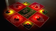 diwali decorated with lit candles on the floor