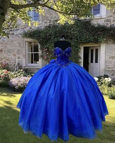 Classy Royal Blue Tulle Ball Gown, Off The Shoulder Lace Embroidery Bow Back Quince Dress. 15 Birthday Dresses, Royal Blue Quinceanera Dresses, Royal Blue Quinceanera, Blue Quinceanera, Embroidery Bow, Masquerade Ball Gown, 15 Birthday, Pretty Quinceanera Dresses, Quince Dress