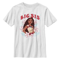 Join Moana and Maui once again as Moana answers the call from her ancestors to journey through the dangerous seas of Oceania to connect her people! Get in on the adventure with all new officially licensed apparel for the whole family from Moana 2! This Boys' Moana 2 Big Sis Graphic T-Shirt features an awesome graphic of Moana standing with an arm on her waist surrounded by tropical flowers and the words: "Big Sis" printed above in matching lettering. Moana And Maui, Moana 2, Disney Moana, Boys Graphic Tee, Big Sis, Sleeve Packaging, Matching Tees, Kids Clothes Boys, Graphic Tee Design