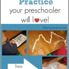 there is a poster with pictures of children making letters and numbers on it that say, your preschool will love