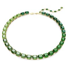 Choose eye-catching luxury with the rich hues of this Millenia Tennis necklace. The all-around gold-tone plated style is designed to catch the light, with a fully articulated row of octagonal crystals in multiple shades of green. Each stone displays the mastery of Swarovski’s double-prong setting and the piece is completed with a lobster closure. Treat yourself or a loved one. Swarovski Millenia, Collar Verde, Different Shades Of Green, Wedding 2024, Swarovski Necklace, Crystal Chain, Tennis Necklace, Valentines Necklace, Swarovski Jewelry