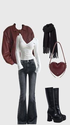 Cherry red fall outfit Cherry Red Outfit, Red And White Outfits, Outfit For Fall, Downtown Outfits, Swaggy Outfits, Simple Trendy Outfits, Red Outfit, Outfit Inspo Fall, Casual Style Outfits