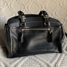 Rare Stitched Black Leather Coach Bag. Impossible To Find Elsewhere. Brand New, Immaculate Condition. Soft, Supple Leather. Lining Is Perfect, Code Is Intact And Visible. Please See Photos For Details And Further Description. Coach Textured Leather Satchel For Office, Coach Shoulder Bag With Silver-tone Hardware For Work, Coach Bags With Silver-tone Hardware For Work, Leather Coach, Coach Bag, Stitching Leather, Rebecca Minkoff Mac, Dream Wardrobe, Coach Bags