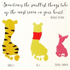 winnie the pooh, tigger and pooh handprints on white paper