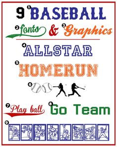 a poster with different types of baseball and softball logos on it's back side