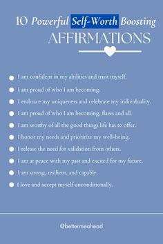 an affirmation poem with the words, 10 powerful self - worthing affirmations