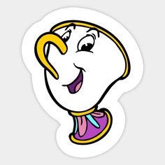 an image of beauty and the beast cartoon character sticker on a white background with yellow trim