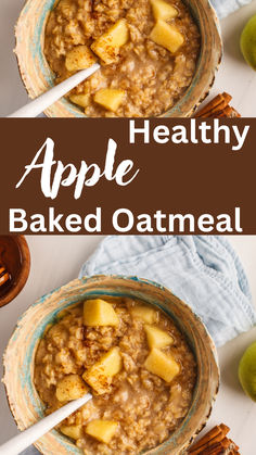 Craving warm and cozy breakfasts? This hearty apple pie baked oatmeal will give you all the fall warm and fuzzies! Perfect for the season, it’s a healthy, delicious make-ahead breakfast for the week, bringing the comforting flavors of warm apple pie to your table. #applepie #bakedoatmealrecipes #breakfast #cozyrecipes #oatmealrecipes #applepierecipes #healthyoatmeal Oatmeal Apple Bake Breakfast, Apple Baked Oatmeal Healthy, Oatmeal Bake Apple, Baked Oatmeal Recipes Apple Cinnamon, Air Fryer Baked Apples With Oats, Air Fryer Baked Oats, Apple Pie Baked Oatmeal, Air Fryer Apple Pie