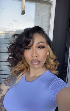 Peak A Boo Highlights Blonde, Bob With Peekaboo Color, Blonde And Brown Hair Color Black Women, Curly Hair Burgundy, Curly Hair Peekaboo Color, Under Dyed Hair, Peekaboo Bob, Blonde Peekaboo, Under Hair Color