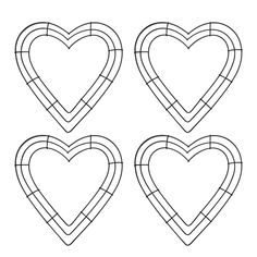 four heart shaped frames are shown in the shape of three hearts, one is black and white