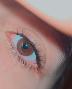 a woman's blue eye with long lashes