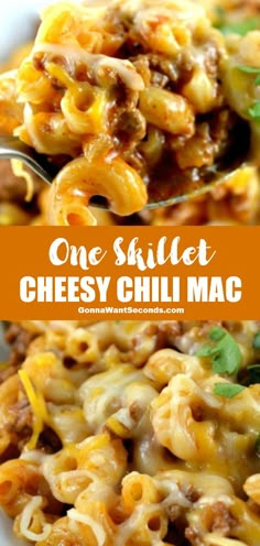 one skillet cheesy chili macaroni and cheese is an easy dinner recipe