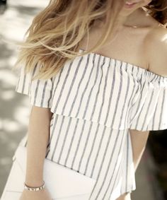 Off the shoulder chic is all the rave this summer! Pair this seasonal must have with your your favorite flared denim pants for a retro inspired look | Banana Republic White Off-shoulder Summer Top For Vacation, Trendy Summer Off-shoulder Top, Trendy Off-shoulder Top For Summer Day Out, Chic Off-shoulder Top For Day Out, Feminine Off-shoulder Top With Ruffles For Summer, Elegant Summer Ruffled Off-shoulder Top, Trendy Spring Vacation Off-shoulder Top, Trendy Spring Off-shoulder Top For Vacation, Trendy Spring Off-shoulder Top For Brunch